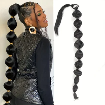 Синтетические африканские пушистые волосы с хвостом - удлиненная длинная коса с пузырчатым хвостом для объемных аксессуаров для волос
