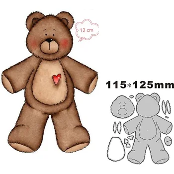 2023 Новое животное Big Brown Bear Heart Металлические режущие штампы для скрапбукинга Бумажные поделки и изготовление карт Тиснение Декор Без штампов