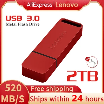 Оригинальный Lenovo 2024 Новый высокоскоростной флеш-накопитель USB 3.0 64 ТБ 2 ТБ Металлический USB-накопитель Cle 8 ТБПорируемый SSD Memoria USB-накопитель