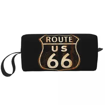US Route 66 Косметичка для женщин Путешествия Косметический органайзер Мода Калифорния Знак Хранение Туалетные принадлежности Сумки Dopp Kit Коробка Чехол