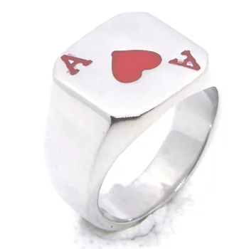 нержавеющая сталь твердый покер сердце клуб кольцо панк байкер мужчина мальчики ювелирные изделия размер 7-13