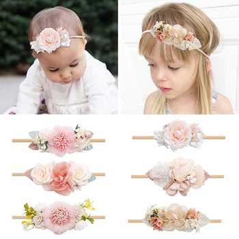  Девочки Мальчики Милые повязки на голову Мягкие эластичные цветочные обертывания для головы Аксессуары для волос
