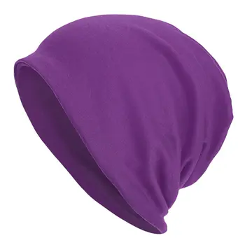 Однотонные шляпы Хип-хоп На открытом воздухе Шапочки Skullies Фиолетовая шапка для мужчин Женщины Вязаная шапка Весна Теплая Унисекс Кепки двойного назначения
