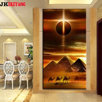 Большой 5D DIY алмазная живопись Пустынный верблюд Пирамида Солнечное затмение Алмазная мозаика Горный хрусталь Вышивка крестом Y4263