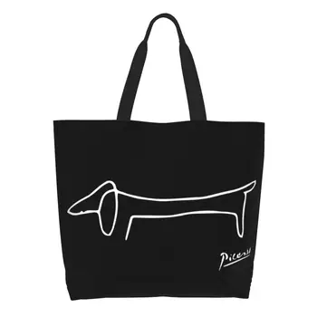 Pablo Picasso Dachsso Собака Бакалея Тотализатор Сумки для покупок Женщины Kawaii Холщ Плечо Сумки Шоппер Сумка большой емкости