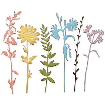 2024 янв. Новые полевые цветы Thinlits Весенние листья Металлические режущие штампы Скрапбукинг для бумажной поздравительной открытки, не делающей четких марок