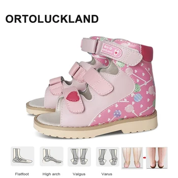 Ortoluckland Малыш Девочки Летние Сандалии Детская Ортопедическая Обувь Для Детей 2024 Корейский Стиль Танец Розовая Обувь с открытым носком