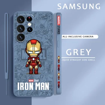 Чехол для телефона Marvel Q Version Heroes для Samsung S23 S22 S21 S20 Fe S10 Note 20 10 Ultra Lite Plus Жидкая левая веревочная крышка 3