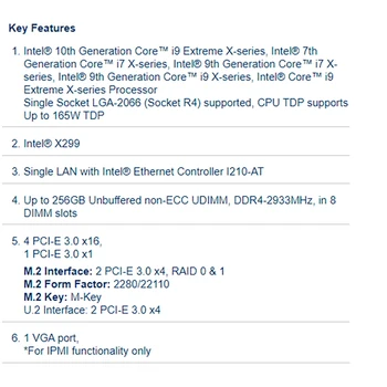 серверная материнская плата для Supermicro X299 LGA2066 Поддержка Core x 4-way GPU Глубокое обучение C9X299-RPGF-L 3