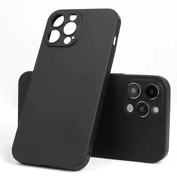 Роскошный черный матовый мягкий силиконовый чехол для Apple iPhone 15 14 Plus Чехол для телефона 13 12 11 Pro Max SE 2020 2022 Ультратонкая задняя крышка