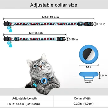 Новый Airtag Collar Регулируемый ошейник для домашних животных для кошки Щенок Ожерелье для домашних животных с держателем Airtags Аксессуары для собак и кошек с колокольчиком 4
