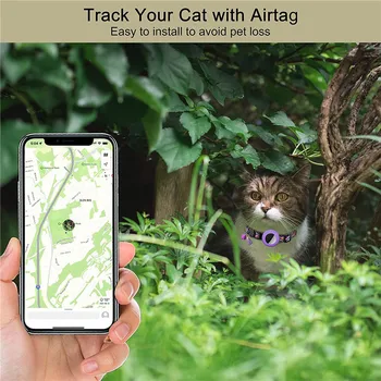 Новый Airtag Collar Регулируемый ошейник для домашних животных для кошки Щенок Ожерелье для домашних животных с держателем Airtags Аксессуары для собак и кошек с колокольчиком 5