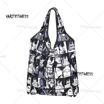 многоразовые My Hero Academia Aizawa Shota Collage Сумки для покупок для продуктов Складные сумки для продуктов Моющиеся прочные большие большие сумки