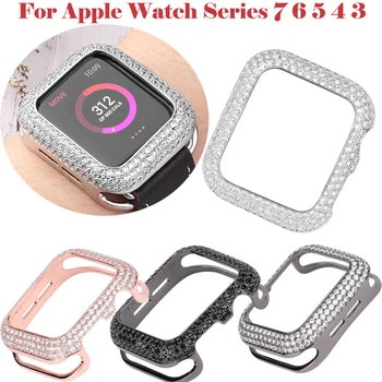 Металлический алмазный чехол для Apple Watch 38 мм 40 мм 42 мм 44 мм 41 мм 45 мм Защитная крышка бампера для iWatch Series 8 7 6 5 4 3 SE