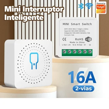 16A 2-way Tuya Smart Mini Wifi Выключатель света Синхронизация Дистанционное голосовое групповое управление для Smart Life Alexa Alice Google Home 2