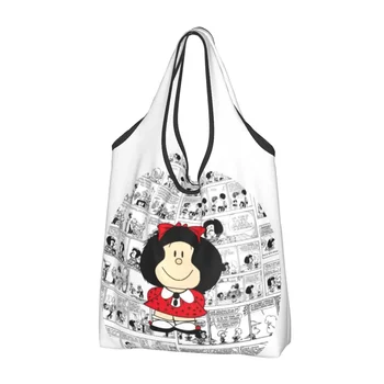 Mafalda Cartoon Quino Comics Бакалея Тотализатор Сумка для покупок Женщины Забавный Покупатель Сумка на плечо Сумка большой емкости