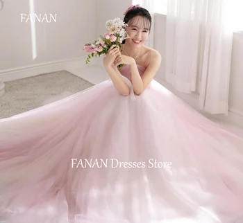 FANAN Halter Вечерние платья для вечерних вечеринок Корея Принцесса Тюль Розовый Простой Открытая Спина Фея Свадьба Женщины Формальные платья Мероприятие Выпускные платья