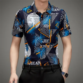 Новый дизайн мужской одежды с цветочным принтом 2023 лето мерсеризованные хлопковые топы с коротким рукавом модный хлопковый принт рубашки