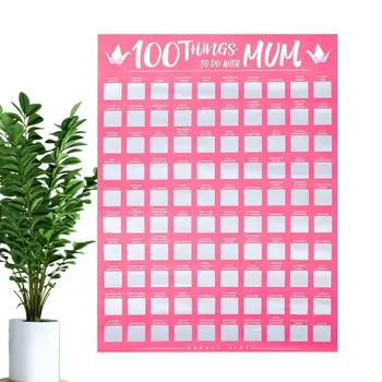 Стереть плакат 100 вещей, которые нужно сделать с мамой Плакат Список желаний, чтобы обогатить свою жизнь Отличные напоминания о позитивном мышлении