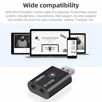 Прочный Специальный Bluetooth-передатчик и приемник 5.0 ABS Аксессуары Аудио Aux Адаптер Черный USB Беспроводной 2 В 1