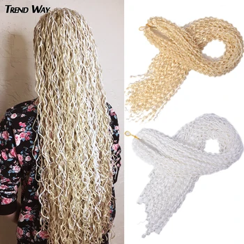 Trend Way 25 дюймов 50 г / пакет Синтетические наращивания Плетение волос Блондинка для женщин 25 дюймов Кудрявые косички Zizi Crochet Волосы Черный