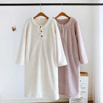 2023 Новая осенне-зимняя пара ночная рубашка фланелевая плюшевая утолщенная халатная мужская и женская расширенная домашняя меховая халат
