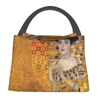Gustav Klimt Изолированная сумка для ланча для женщин Многоразовый символизм Художественный холодильник Thermal Bento Box Office Пикник Дорожная сумка через плечо 1