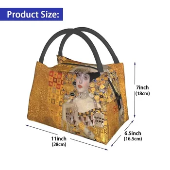 Gustav Klimt Изолированная сумка для ланча для женщин Многоразовый символизм Художественный холодильник Thermal Bento Box Office Пикник Дорожная сумка через плечо 2