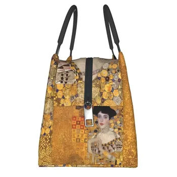 Gustav Klimt Изолированная сумка для ланча для женщин Многоразовый символизм Художественный холодильник Thermal Bento Box Office Пикник Дорожная сумка через плечо 3