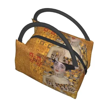 Gustav Klimt Изолированная сумка для ланча для женщин Многоразовый символизм Художественный холодильник Thermal Bento Box Office Пикник Дорожная сумка через плечо 4