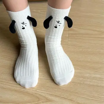 Милое животное Собачьи уши Белые носки Счастливые смешные 3D куклы Ушастые вязаные носки для щенков Японские уличные носки Harajuku Middle Tube