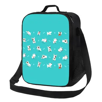 Милый бультерьер Щенок Изолированная сумка для ланча для школы Офис Животное Собака Водонепроницаемый Кулер Термо Ланч Бокс Женщины Дети