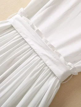 Летнее платье-рубашка с цветочным принтом 100% хлопок Белый женский 2023 Подиум Дизайнер Однобортный Повседневный Vestidos Праздничные халаты 3