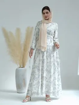 Рамадан Белый мусульманин Абая Дубайя Турция Ислам Арабский Джалабия Африканские платья для женщин Хиджаб Платье Халат Femme Musulmane Кафтаны