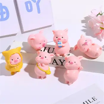 милая мультяшная фигурка свиньи миниатюрные украшения смола свинья статуя коллекция игрушка сказочный сад мини-миниатюры