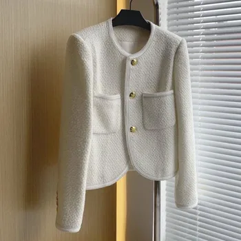  французский шик маленькое пальто с ароматом женское осень-зима корейская мода повседневная тонкая куртка женская короткая верхняя одежда топ