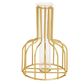 Вазы для цветов Прозрачная гидропонная стеклянная ваза Золотая ваза Аксессуары для украшения дома Современное скандинавское украшение гостиной 3