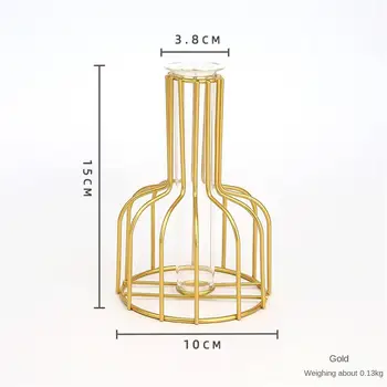 Вазы для цветов Прозрачная гидропонная стеклянная ваза Золотая ваза Аксессуары для украшения дома Современное скандинавское украшение гостиной 5