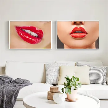  персонализированная красная фотография для губ домашний декор скандинавский холст живопись настенное искусство плакаты и принты секс фигура леди декор для гостиной