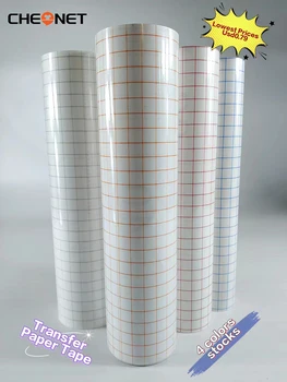 Прозрачная виниловая лента для нанесения 30 см x 100 см 4 цвета Сетка выравнивания для автомобиля Настенное ремесло Художественная наклейка Перенос бумажной ленты Клей DIY