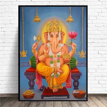 Индия Индуистский Слон Бог Ганеша Храм Религия Искусство Картина Печать Шелковый Плакат Домашний Настенный Декор 2