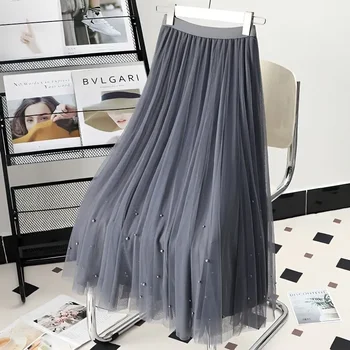 Женская марлевая юбка оверсайз А-силуэта для похудения с высококачественной сеткой Юбка половинной длины