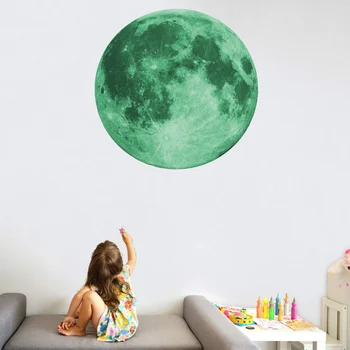 Светящаяся наклейка на стену Съемная 3D Луна Светящаяся в темноте наклейка на стену для детской спальни Украшение дома Наклейки для комнаты Легко чистить