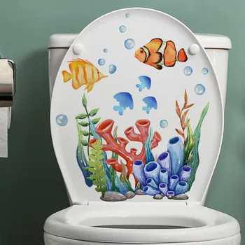 Подводная рыба пузырьковый туалет ванная комната наклейка водонепроницаемый украшение дома холодильник бассейн наклейки 1 шт.