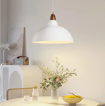 Подвесной светильник для ресторана с деревянной ручкой, современный и минималистичный французский кремовый стиль, проживание в семье, столовая, обеденный стол, бар