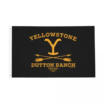 Yellowsstone Dutton Flags Двухсторонний открытый баннер Ранчо Монтана 2 втулки Висячее украшение 3x5 футов