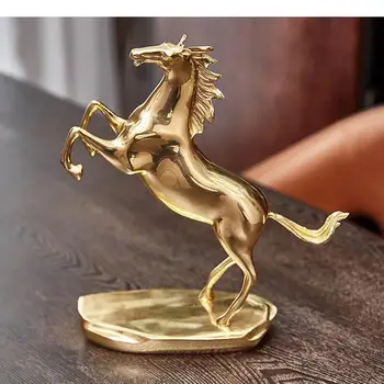 Творчество Украшение статуи лошади Золотая лошадь Медь Моделирование ручной работы Скульптура животных Счастливая латунь Металл Ремесла Украшения