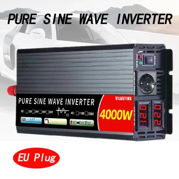 Инвертор 4000 Вт EU Socket Pure Синусоида Инвертор постоянного тока в переменный ток 12 В 110 В / 220 В 50 / 60 Гц Автомобильный солнечный инвертор Преобразователь напряжения