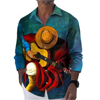 Рок-н-ролл мужская рубашка с лацканом и длинным рукавом мужская рубашка Модная уличная рубашка с длинным рукавом Повседневная рубашка на пуговицах Ретро мусор для меня