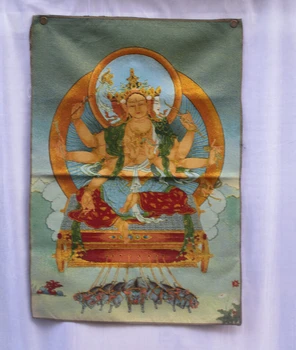Коллекционный традиционный тибетский буддизм в Непале Тханка картин Будды, большой размер Буддийская шелковая парча p002674